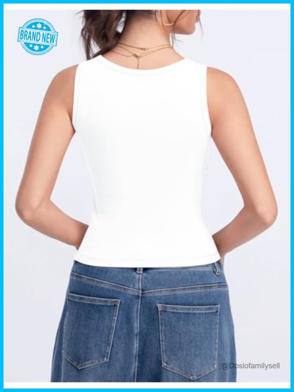 Ribbed Sleeveless Tank Top with Removable Pads - Picture 5 of 7